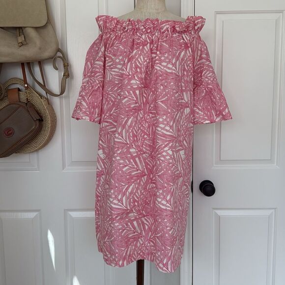 Brooke Wright pink palm leaf print dress - Picture 1 of 11